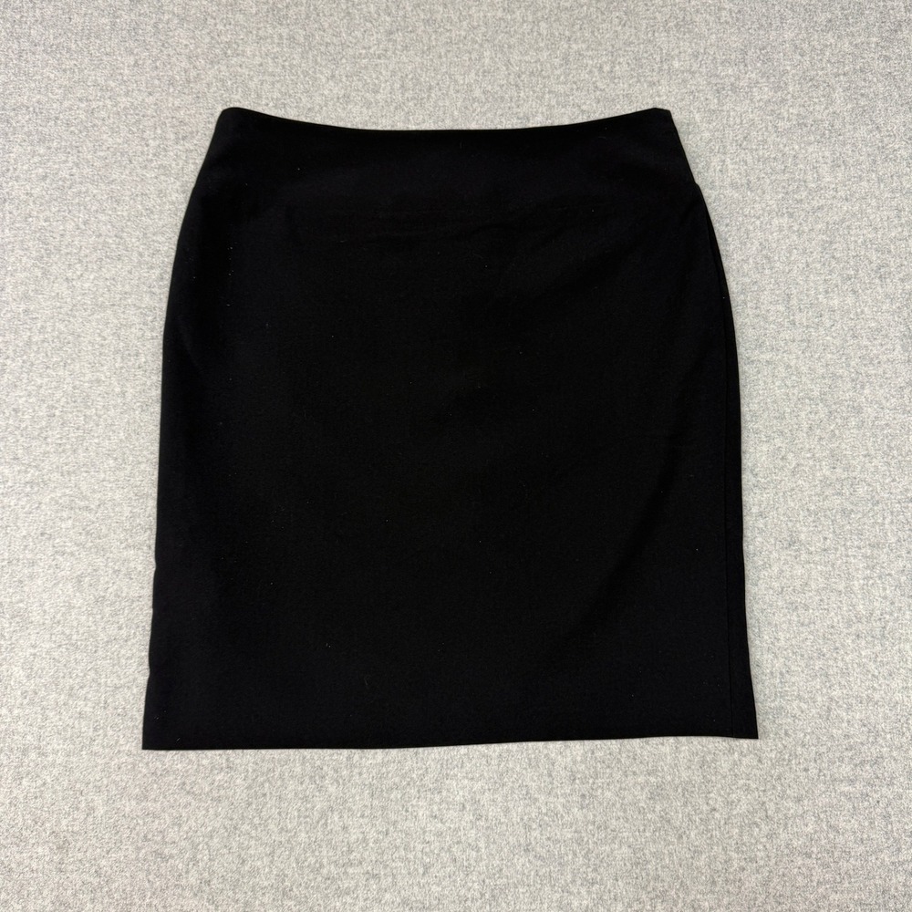 Alfani Pencil Skirt Size 12 Black Career Wear Lined Stretch Back Vent 2381